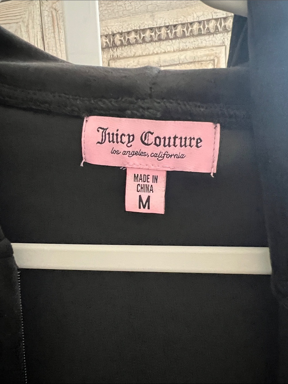 Juicy Couture Black Velour Rhinestone Logo Pants & Hoodie - Picture 3 of 4